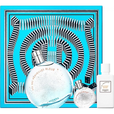Hermés Eau des Merveilles Bleue EDT 100 ml + EDT 7.5 ml + telové mlieko 75 ml pre ženy darčeková sada