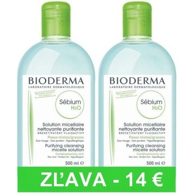 Bioderma Sébium H20 čistiaca micerálna voda 500 ml + čistiaca micerálna voda 500 ml darčeková sada