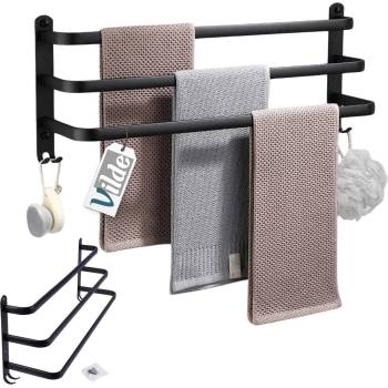 Vilde Закачалка за хавлии за баня, черен мат, 60 cm (569707)