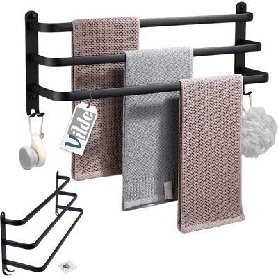 Vilde Закачалка за хавлии за баня, черен мат, 60 cm (569707)