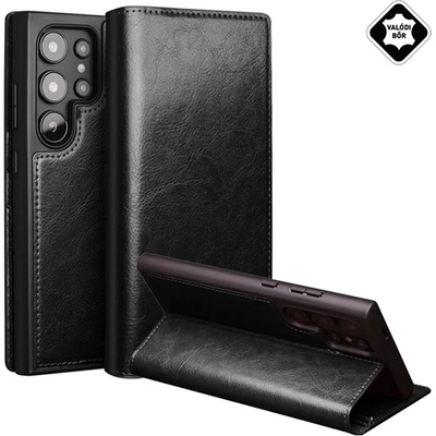 Qialino Samsung S25 Ultra QIALINO калъф, стоящ, от естествена кожа FLIP, държач за настолен компютър, BLACK GP-166216 (GP-166216)