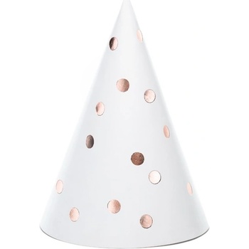 Party Deco Парти Шапки на Точки в Розово Злато - (1 пакет / 6 бр. )