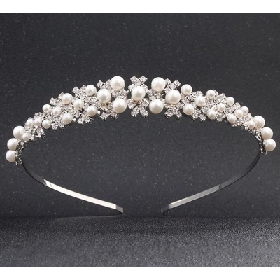 Naishide Jewelry Širší čelenka do vlasů bohatě zdobená perlami a krystaly