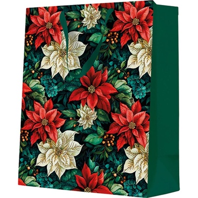 PAW Dárková taška velká - Poinsettia on black 26,5x13x33,5 cm