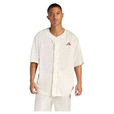 Риза с къс ръкав Adidas Stadium Mesh Baseball short sleeve shirt - White (Off White / Crystal Linen / Pure Ruby)