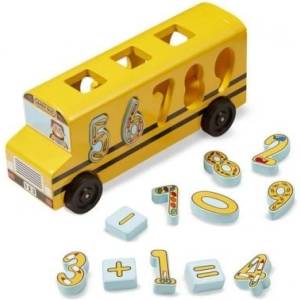 Melissa & Doug - Автобус с цифри и символи - Дървена играчка (19398)