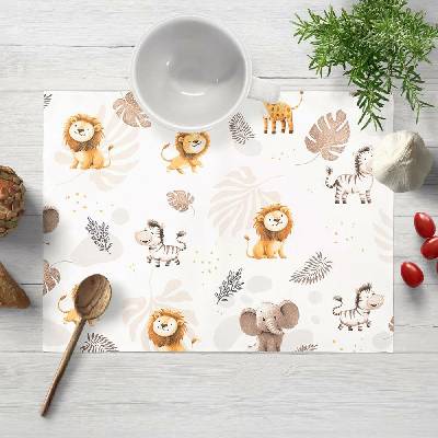 Biante Dětské bavlněné prostírání Sandra SA-757 Hnědo-oranžová safari zvířátka na bílém 35x45 cm