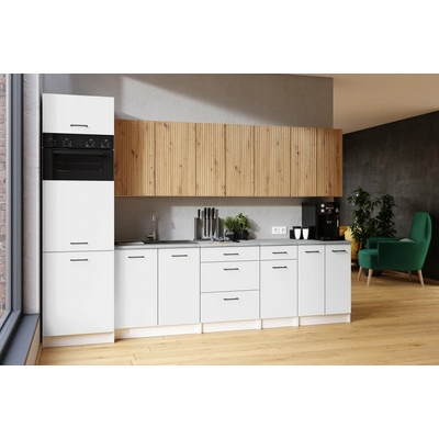 Fronti Fafor Kuchynská linka PALINI 300cm Biela + dub artisan