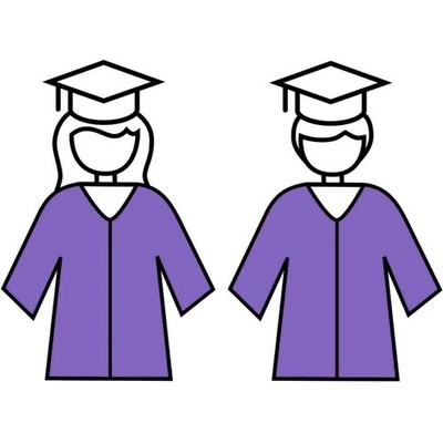 DĚTSKÝ studentský talár, Barva šálu 400 - červená, Barva taláru 600 - fialová