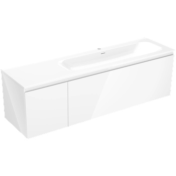 Mexen Orio шкаф за баня 160 см с мивка Vela дясна, 1S, 1D, бял гланц (91A13-16047-3-BBFF00-W23P00)