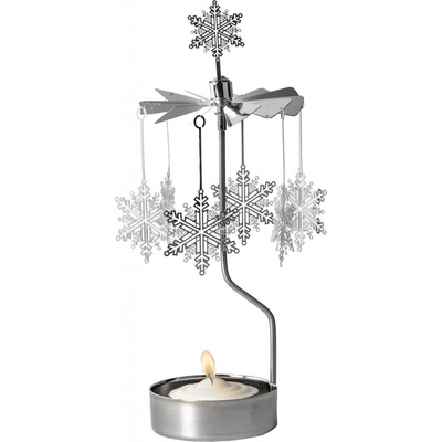 Pluto Design Rotující svícen Snowflakes Silver, stříbrná barva, kov