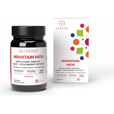 Endoca CBD gumené cukríky Mountain High 300 mg CBD jahodová príchuť 30 ks 60 g