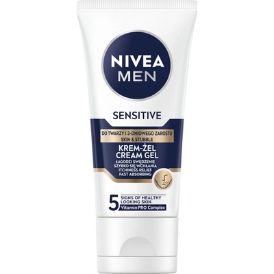 Nivea Men Sensitive krém-gél na tvár a 3-dňové fúzy 50 ml