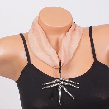 Image 1 of Копринено фишу-колие в бежово с висулки