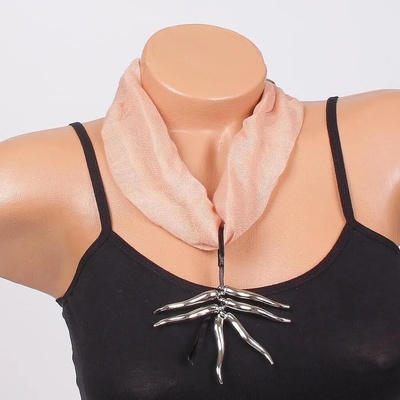 Копринено фишу-колие в бежово с висулки