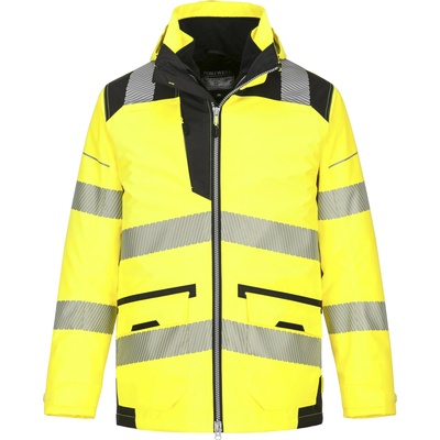 Portwest hi-vis pw367 / Изолирано светлоотразително дишащо яке 5в1 - hv Жълто/Черно xxl (pw367ybrxxl)