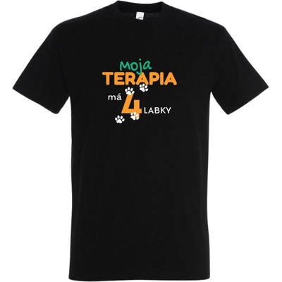 OZ Veselé labky tričko Moja terapia má 4 labky čierne