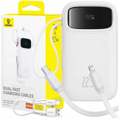 Baseus Qpow2 20000mAh 22, 5W Power Bank Бял (6932172636319)