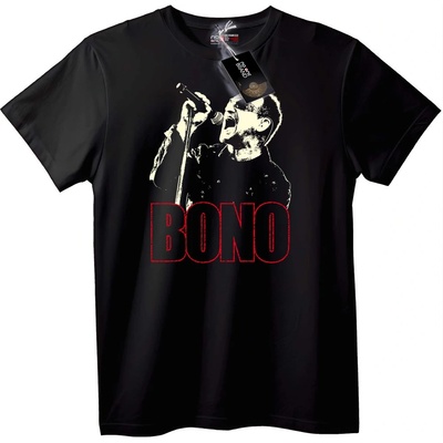 NOONEBRAND Тениска Боно - музикална икона U2 - XL, Black