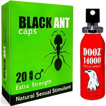 Черна Мравка BLACK ANT 20бр капсули за ерекция + DOOZ 14000 спрей за задържане 45ml