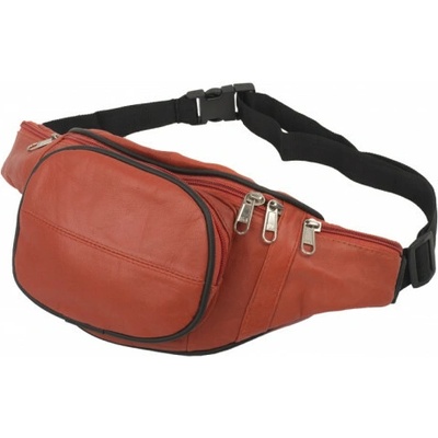 Bauchtasche mit Fronttasche Reißverschluss Nappa Leder rostbraun
