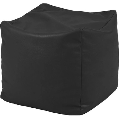 PUFRELAX Пуф, Табуретка Куб - Teteron black, Перящ се калъф, Водоустойчив, 80л (PUF-G-C-TEX-BL)