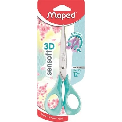 Maped Училищна ножица, 16 см, гъвкава дръжка, MAPED "Sensoft 3D", смесени пастелни цветове 486214 (486214)