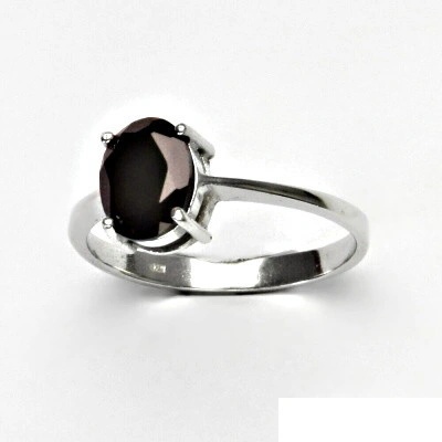 Čištín Stříbrný prsten přírodní černý spinel pleonast prstýnek ze stříbra T 1244