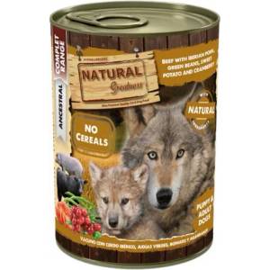 Natural Greatness Puppy beef with iberian pork - консерва за подрастващи кучета с телешко и свинско с бобчета, сладки картофи и боровинки - 400 гр, Испания - NGD40018