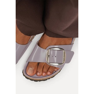 Birkenstock чехли дамски от кожа Madrid Big Buckle Natural Leather Patent (1032921)