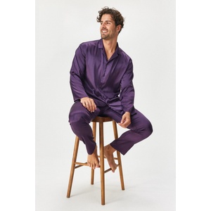 MEN-A Мъжка сатенена пижама MEN-A Satine с дълги крачоли (SATIN25_09_pyz)