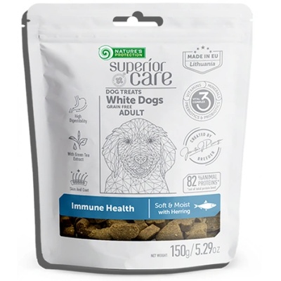 AKVATERA Nature's Protection DOG - Superior Care White Dogs Immune Health with Herring, лакомство за бели кучета с херинга - за имунитет 150 гр, Литва