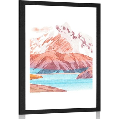 Plakát s paspartou krásná horská krajina - 20x30 silver