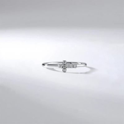 Lillian Vassago Prsten z bílého zlata s brilianty křížek LLV59 DR166W