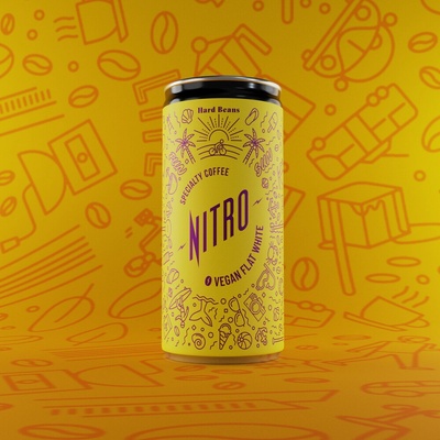 Hard Beans Nitro Flat White Káva s ovesným mlékem a dusíkem 200 ml