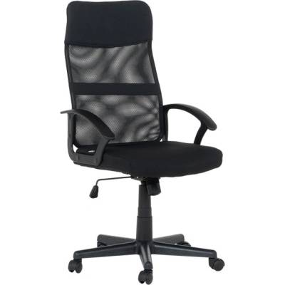 Bittel Работен офис стол Carmen 6592 F, до 120кг, дамаска/мрежа, полипропилен, tilt tension (люлеене или фиксиране), височина на седалката, височина на стъпенката; въртене на 360°, висок (удължен) газов амортисьор, черен