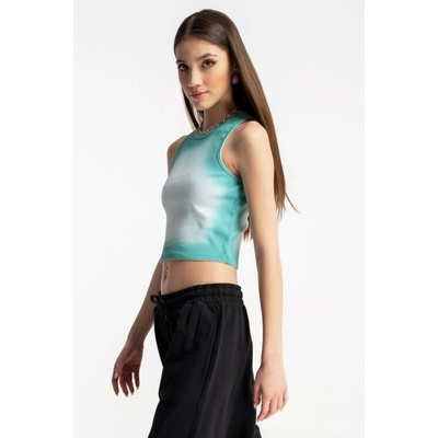Reporter Young Crop Top se zeleným stínováním bílá