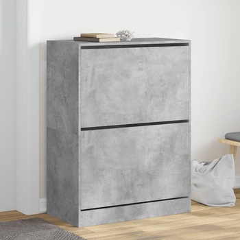 Image 1 of vidaXL Шкаф за обувки с 2 флип чекмеджета бетонно сив 80x42x108 см (3214402)