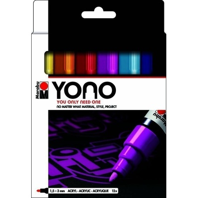 Marabu YONO Sada akrylových popisovačů 12x 1,5-3 mm