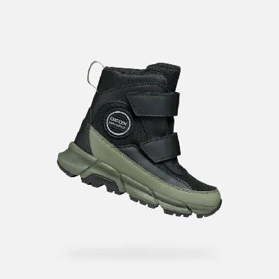 Geox J FLEXYPER PLUS BOY Čierna Khaki