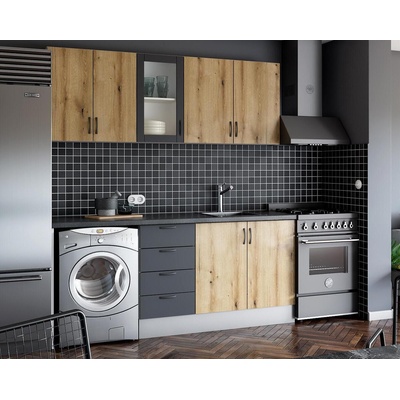 Кухненски комплект Гранд 11 дъб евоук и антрацит