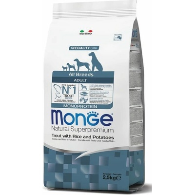 Monge DOG Monoprotein Pstruh ryže zemiakov 28/15 2,5 kg