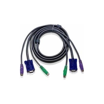 ATEN KVM кабел ATEN 2L-1006P/C, HD15 M + 2x PS2 M към HD15 F + 2x PS2 M, 6.0 м, 2L-1006P/C