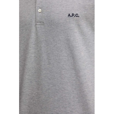 APC Памучна тениска с яка A. P. C. polo standard GOTS в сиво с изчистен дизайн COGWZ. H26342 (COGWZ.H26342)