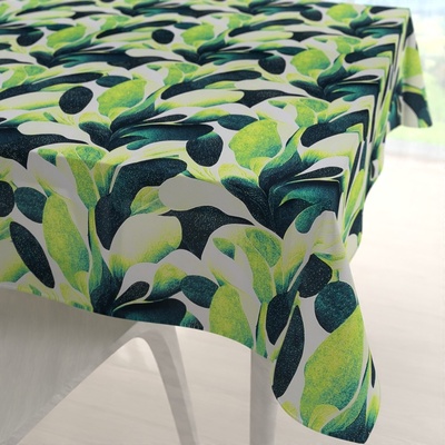 Biante Dekorační čtvercový ubrus Rongo RGP-505 Velké zelené listy 100x100 cm