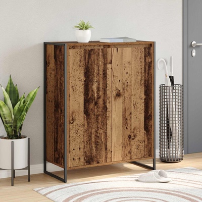 vidaXL Шкаф за обувки Старо дърво 79 x 36 x 100 см Инженерна дървесина (886466)