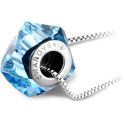 Синьо дамско колие с голям кристал