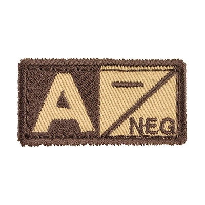 MILITARY RANGE Nášivka krvná skupina A NEG VELCRO PIESKOVÁ