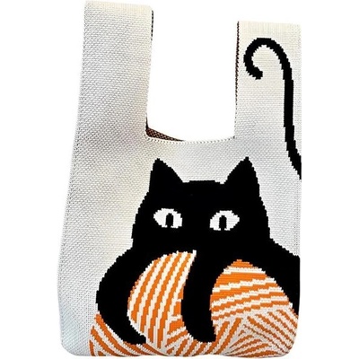 Annam Tote bag kočka s klubíčkem 36 × 21 cm bílá