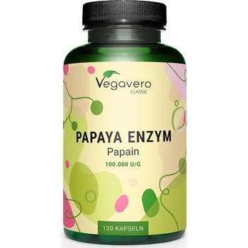 Vegavero Papaya Enzym Papain, 120 капсули, Vegavero